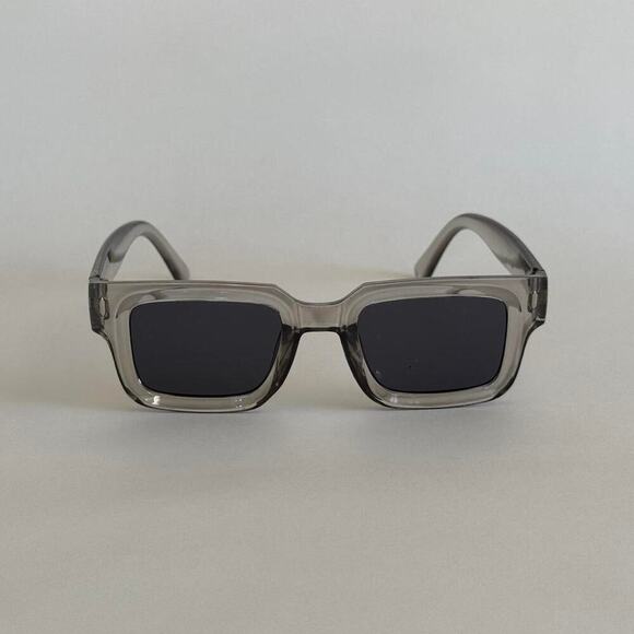 Y2K Grey Square Sunglasses Black Lens Unisex Streetwear UVA UVB - Picture 2 of 8